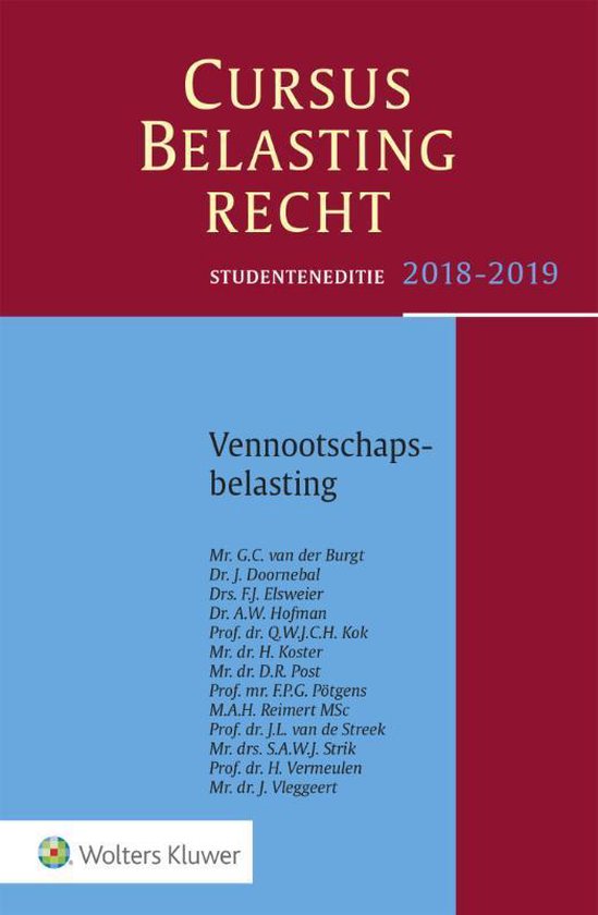 Cursus Belastingrecht Vennootschapsbelasting 2018-2019 - cover