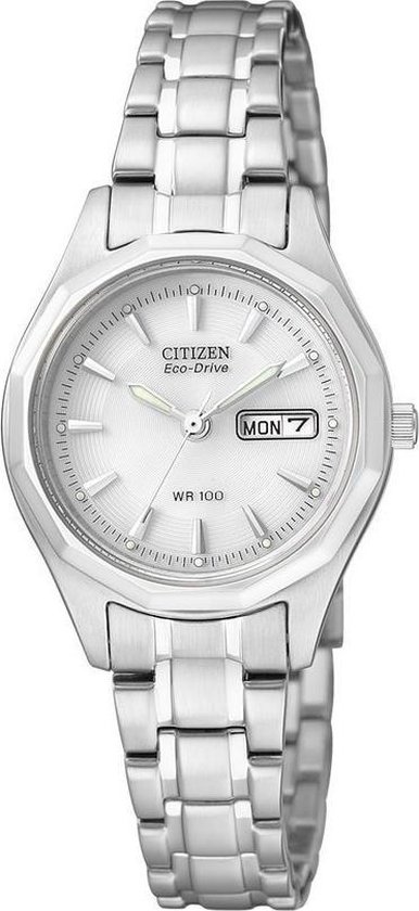 Citizen Eco-Drive – Horloge – Staal – 26 mm – Zilverkleurig / Wit – Solar uurwerk