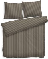 Dekbedovertrek Uni Stripe taupe grey - 100% Katoen-satijn