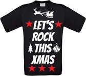 Let's rock this christmas T-shirt maat S zwart