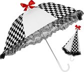 "Zwart met wit geblokte parasol - Verkleedattribuut - One size"