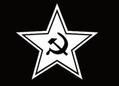 Zwarte communistische ster met hamer en sikkel