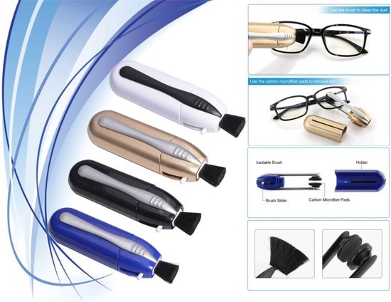 Brillenreiniger - Zonnebrillenreiniger - Wit - Carbon Microfiber Brillenreiniger - Lensborstel  – Lensreiniger voor Brillen – Glasses Cleaner - Brillenpoetser