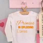 Baby Rompertje tekst | Mijn eerste koningsdag  | prinses in opleiding met naam| lange mouw | wit oranje | maat 50-56   hup holland hup Nederland supporter