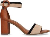 No Stress - Dames - Bruine leren sandalen met hak - Maat 39