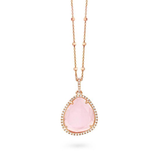 Velini jewels -P6302P -Hanger+Ketting -925 Zilver rosé -Gekleurde Cubic Zirkonia