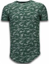 Fashionable Camouflage T-shirt - Long Fit Shirt Army Pattern - Groen