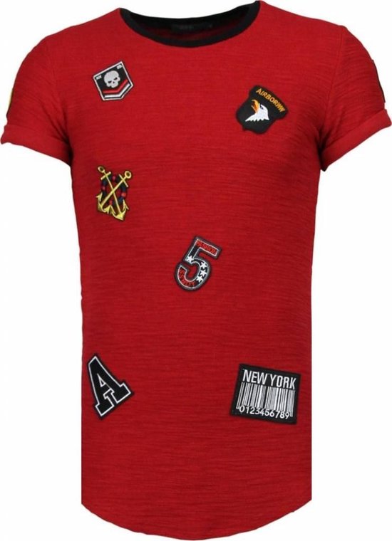 Justing Exclusive Military Patches - T-Shirt - T-shirt Bordeaux Homme S