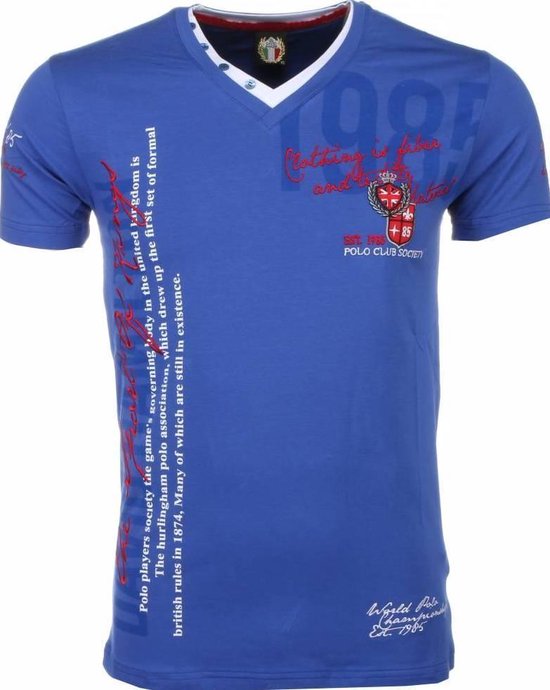 T-shirt italien David Copper - Manches courtes Homme - Broderie Polo Club - T-shirt Blauw italien - Manches courtes Homme - Broderie de joueurs de polo - T-shirt homme Wit Taille M