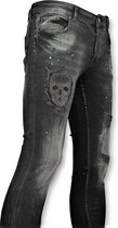 JUSTING Zwarte skinny jeans met patches heren - 059 - Maten: 29