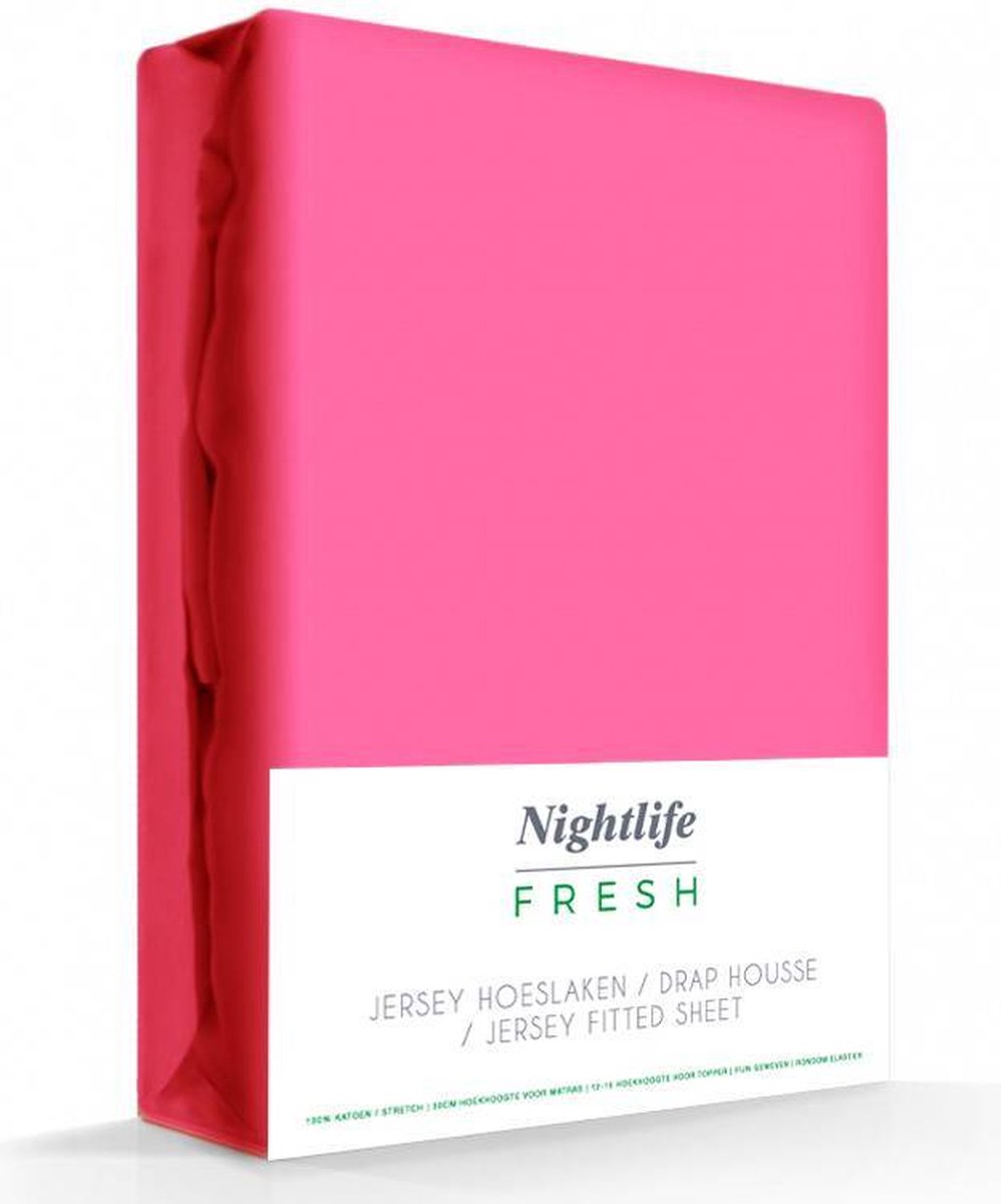 Nightlife Concept Jersey hoeslaken 150 gram 160/180x200 + 30 - 100% Katoen (stretch) - Roze