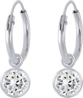 Joy|S - Zilveren kristal bedel (4 mm) oorbellen wit oorringen