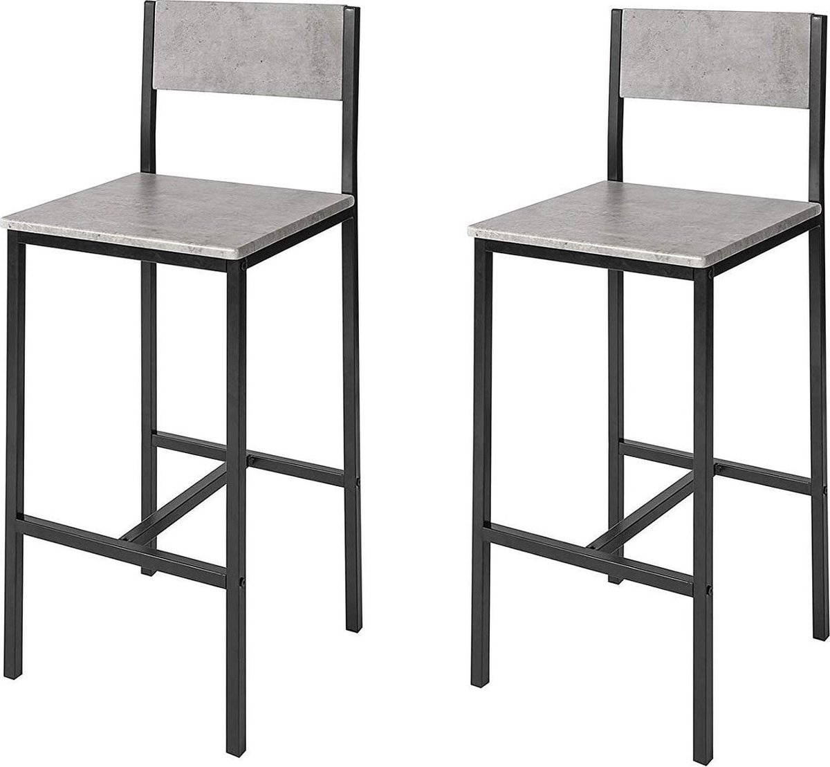 Simpletrade Barkruk - Barkrukken set van 2 - Voetensteun - Hout - Grijs - 39x95x41 cm