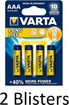 8 Stuks (2 Blisters a 4 st) Varta Longlife AAA Alkaline Batterij