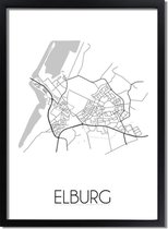 DesignClaud Elburg Plattegrond poster  - A3 + Fotolijst zwart (29,7x42cm)
