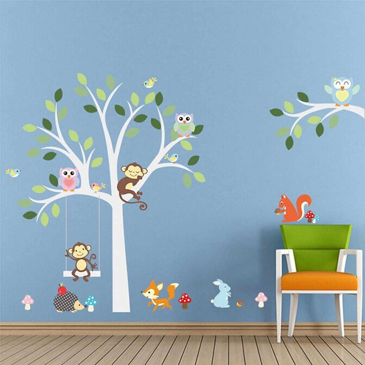 Muursticker Boom Met Dieren| Wanddecoratie | Muurdecoratie | Slaapkamer | Kinderkamer | Babykamer| Jongen | Meisje | Decoratie Sticker |