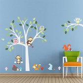 Muursticker Boom Met Dieren| Wanddecoratie | Muurdecoratie | Slaapkamer | Kinderkamer | Babykamer| Jongen | Meisje | Decoratie Sticker |