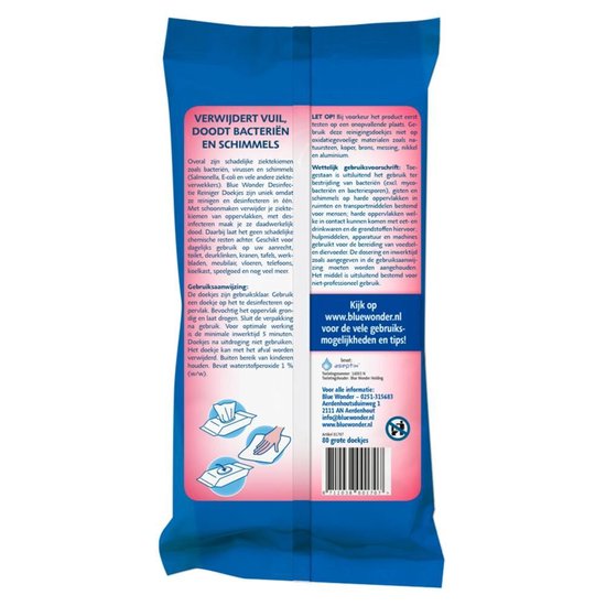 5x Blue Wonder Desinfectie Reiniger Doekjes 80 stuks