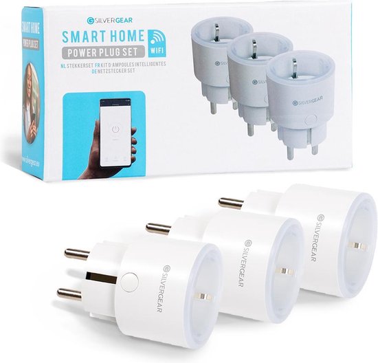 Silvergear 3x Slimme Stekker, App, WiFi Tijdschakelaar & Energiemeter - Smart Plug Google Home & Alexa