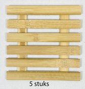 5 stuks Bamboe placemats / onderzetters ca. 18 x 18 cm
