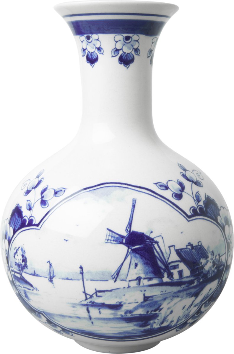 Heinen Delfts Blauw Buikvaas Molen - Keramiek - 20 cm Delfts blauw