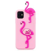 Zomerse softcase met 3D flamingo's voor iPhone 11 Pro Max - Roze
