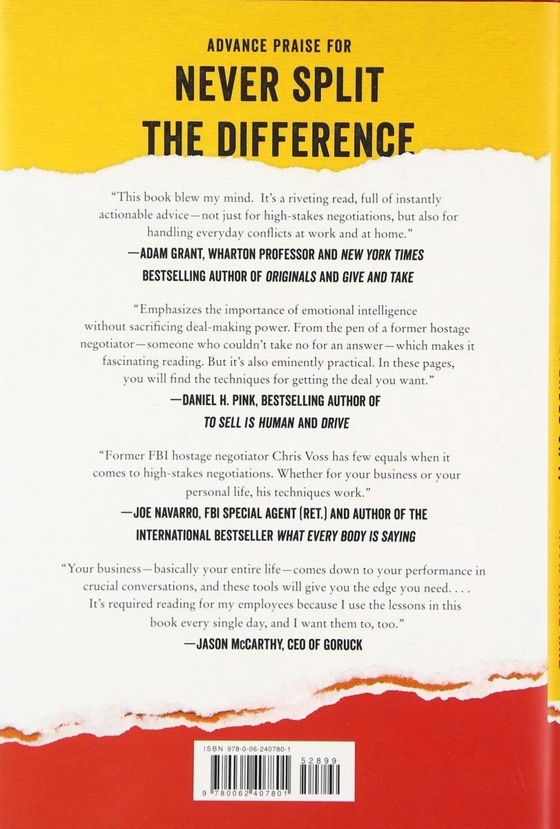 Never Split the Difference - back cover