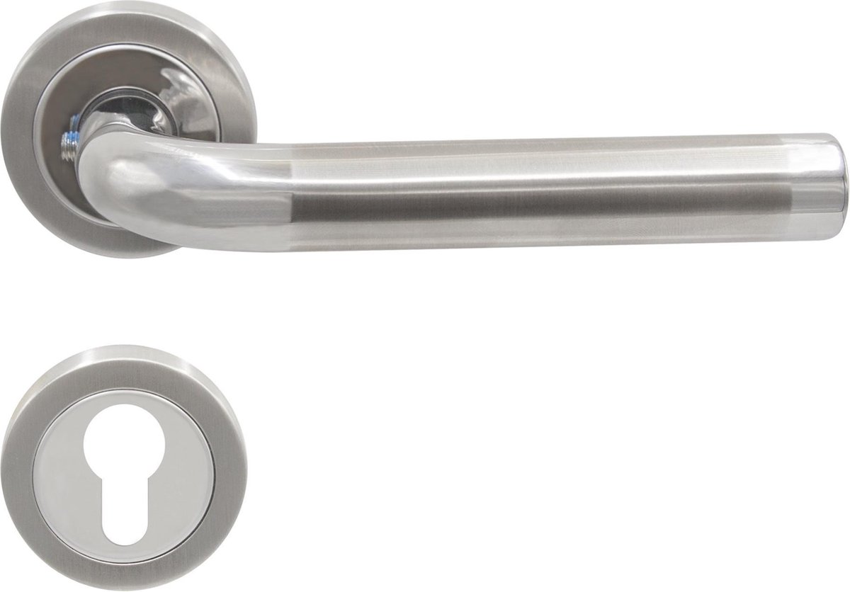 Slotman Solutions Deurklink Cilinder – RVS – Rond Rozet – PZ – Deurbeslag Set