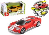Bburago Ford GT - PULL BACK AND GO! 1:43 - rood/wit