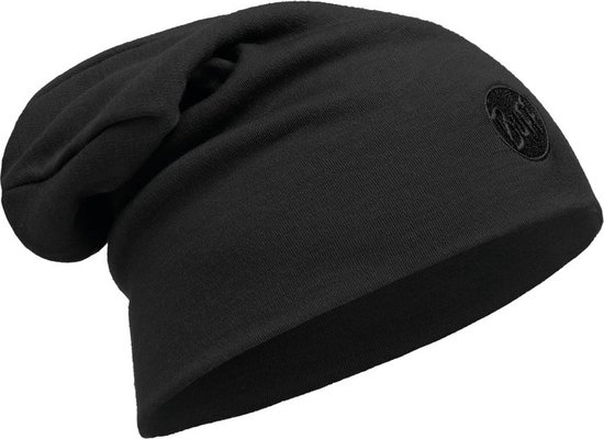 Buff Beanie Merino Wool Thermal - Solid Black - Unisexe - Taille unique