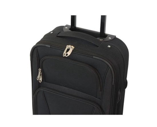 Handbagage koffer zacht stof zwart 55cm met 2 wielen | bol.com