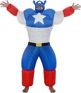 Opblaasbaar Captain America kostuum | Carnaval | Met ingebouwde ventilator - Maatadvies: Valt normaal - Kledingmaat: One size