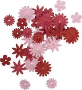 Papieren knutsel bloemen 108 stuks rood/roze - hobby knutselen materialen