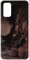ADEL Siliconen Back Cover Softcase Hoesje voor Samsung Galaxy S20 Ultra - Paarden Zwart