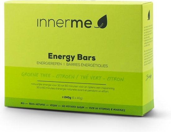Energy Bars ‘Groene Thee-Citroen' (6x40g) - bio & VEGAN sportreep - gezonde energie - licht verteerbaar