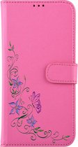 Apple Iphone 11 bookcase vlinder hoesje -  Roze - Vlinder bloemen