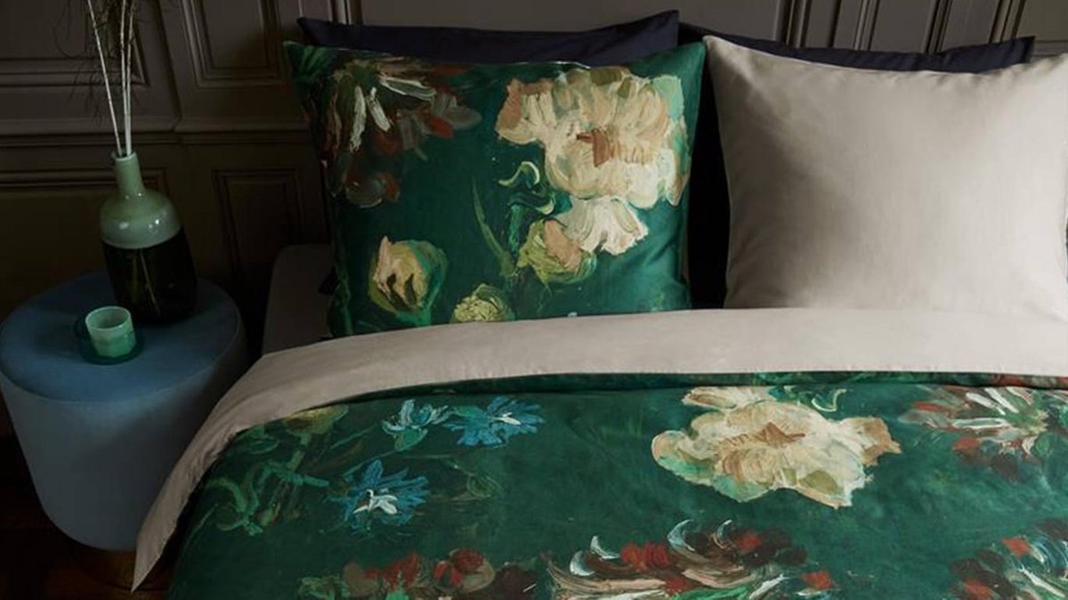 Beddinghouse x Van Gogh Museum Peonies dekbedovertrek - Lits-Jumeaux XL - 260x200/220 - Groen