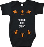 Rompertjes baby met tekst - You got this daddy! - Romper zwart - Maat 74/80