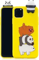 Speelse softcase met 3D pandabeer voor iPhone 11 Pro 5.8 inch - Geel