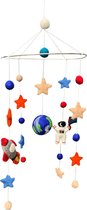 Mobiel Ruimte/Astronaut - 21cm - Vilten Figuren - BeYoona - Fairtrade - Decoratie voor boven Bed, Box of als Babykamer Accessoire