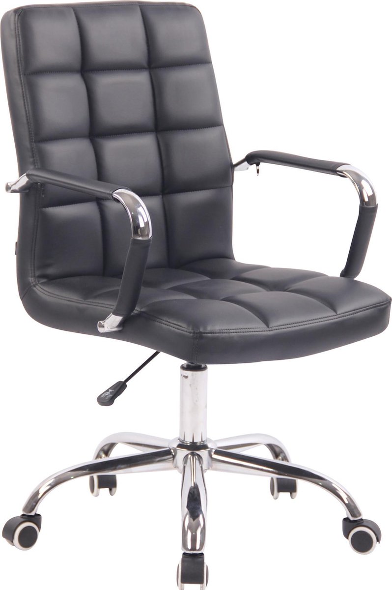 Bureaustoel - Bureaustoel voor volwassenen - Design - In hoogte verstelbaar - Kunstleer - Zwart - 56x62x104 cm