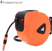 TimberTech Tuinslang met Haspel – Uittrekbaar – tuinslang 30 meter – Sproeikop meegeleverd – Flexibele Tuinslang Haspel - 180 graden draaibaar