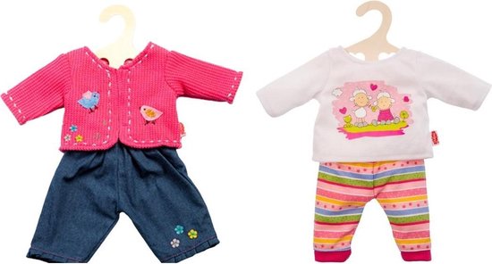 Poppenkleding voor een pop van 28-35 cm - Kleding set en Pyjama - Heless |  bol.com