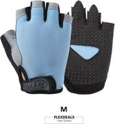 Fitness Gloves by Flexdeals © - Fitness handschoenen - Gewichthefhandschoenen - Sporthandschoenen - Crossfit Sport - M - Licht blauw