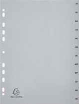 10x Tabbladen met bedrukte tabs in grijze PP - 12 tabs - januari/december - A4, Grijs