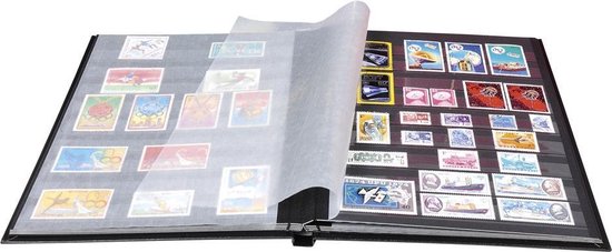 Thumbnail van een extra afbeelding van het spel 5x Postzegelalbum met klassieke kaft - 16 zwarte bladen - 9 banden - 22 ,5x30,5cm, Geass. Designs