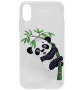 ADEL Siliconen Back Cover Softcase Hoesje Geschikt voor iPhone XR - Panda in Boom