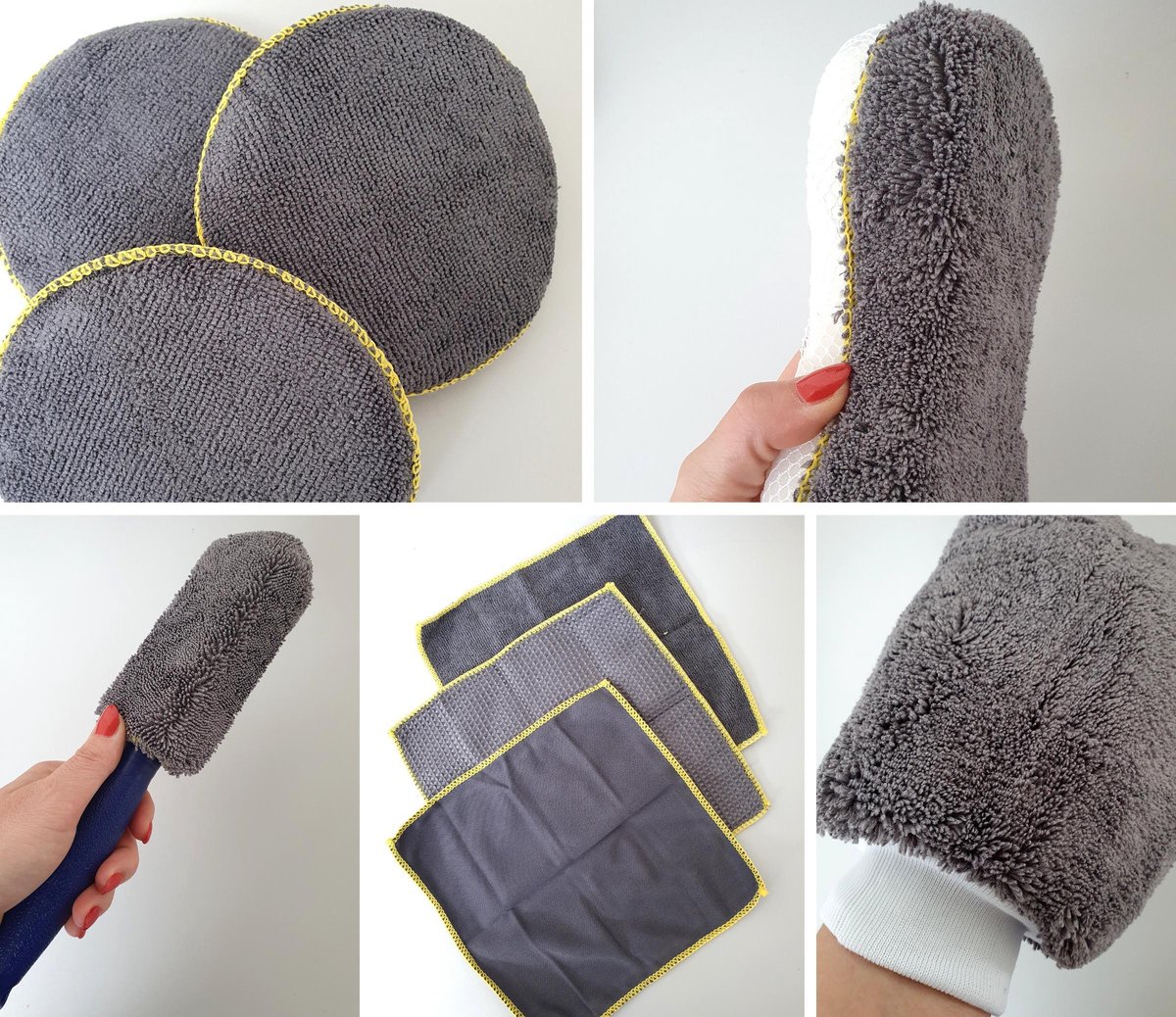 Reinigingsset voor Auto/Vrachtwagen/Camper/Huis - Microvezel - Velgenborstel - Washandschoen - Spons - Polierpads