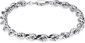 Jewels Inc. - Armband - Koord met Karabijn Sluiting - 5.6mm Breed - Lengte 18cm - Gerhodineerd Zilver 925