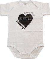 Rompertje moederdag Happy first mothers day mommy | korte mouw | wit | maat 74/80 Eerste Moederdag cadeau bekendmaking zwangerschap aanstaande baby jongen meisje unisex